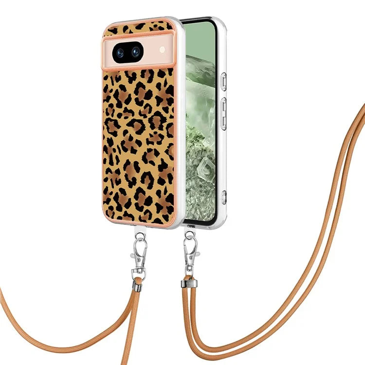 YB IMD Series-21 Style-D for Google Pixel 8a TPU Case Pattern Phone Cover with Lanyard