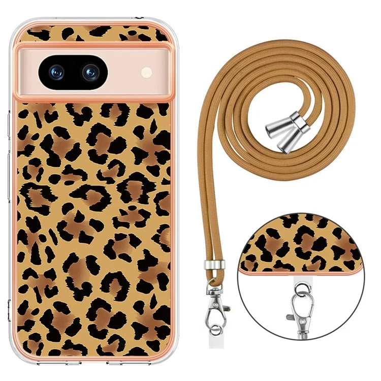 YB IMD Series-21 Style-D for Google Pixel 8a TPU Case Pattern Phone Cover with Lanyard