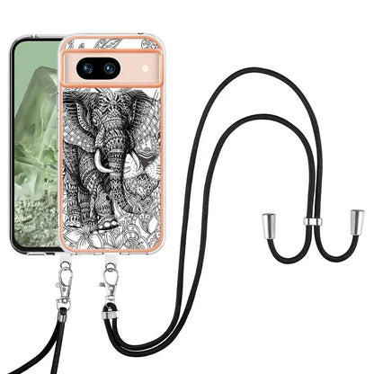 YB IMD Series-21 Style-D for Google Pixel 8a TPU Case Pattern Phone Cover with Lanyard