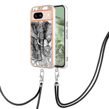 YB IMD Series-21 Style-D for Google Pixel 8a TPU Case Pattern Phone Cover with Lanyard