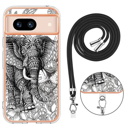 YB IMD Series-21 Style-D for Google Pixel 8a TPU Case Pattern Phone Cover with Lanyard