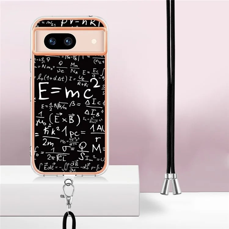 YB IMD Series-21 Style-D for Google Pixel 8a TPU Case Pattern Phone Cover with Lanyard