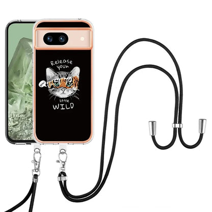 YB IMD Series-21 Style-D for Google Pixel 8a TPU Case Pattern Phone Cover with Lanyard