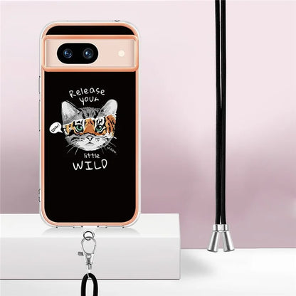 YB IMD Series-21 Style-D for Google Pixel 8a TPU Case Pattern Phone Cover with Lanyard