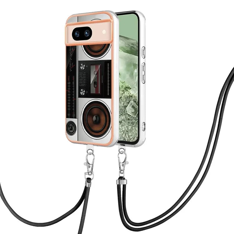YB IMD Series-21 Style-D for Google Pixel 8a TPU Case Pattern Phone Cover with Lanyard