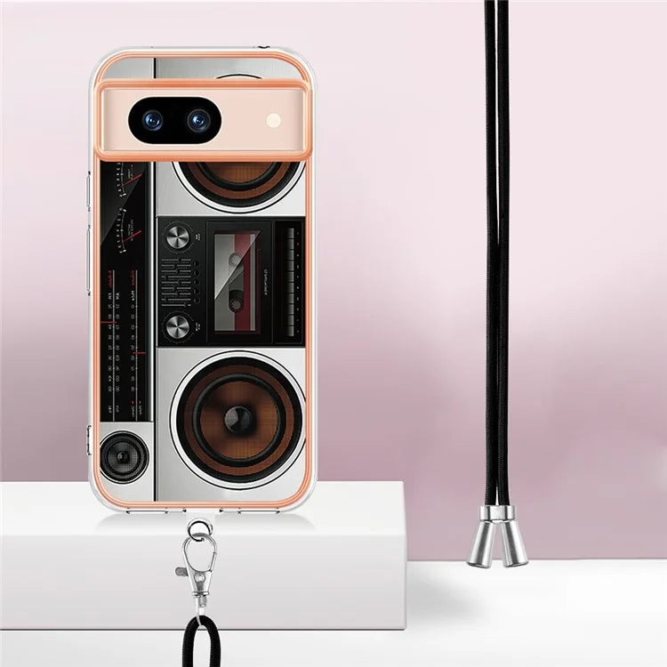 YB IMD Series-21 Style-D for Google Pixel 8a TPU Case Pattern Phone Cover with Lanyard