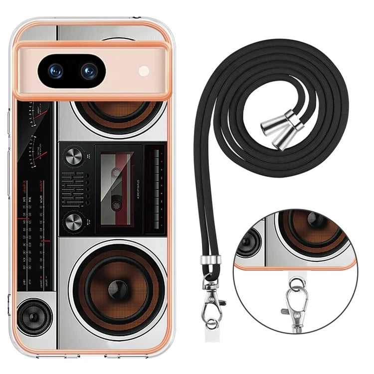 YB IMD Series-21 Style-D for Google Pixel 8a TPU Case Pattern Phone Cover with Lanyard