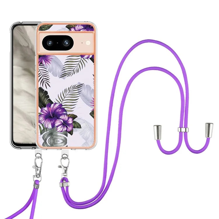 YB IMD Series-4 for Google Pixel 8 Case Soft TPU Electroplating Phone Protector with Lanyard