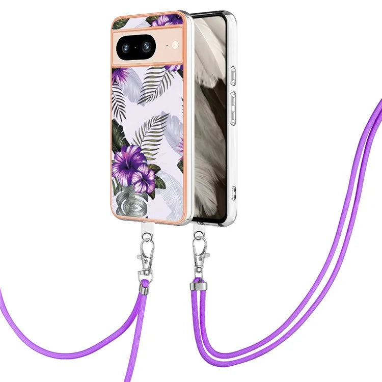 YB IMD Series-4 for Google Pixel 8 Case Soft TPU Electroplating Phone Protector with Lanyard