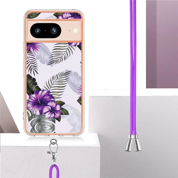 YB IMD Series-4 for Google Pixel 8 Case Soft TPU Electroplating Phone Protector with Lanyard