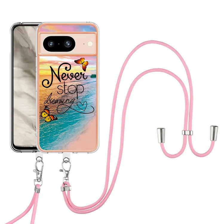 YB IMD Series-4 for Google Pixel 8 Case Soft TPU Electroplating Phone Protector with Lanyard
