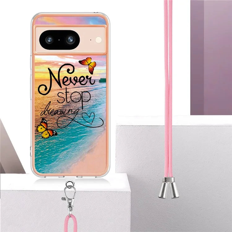 YB IMD Series-4 for Google Pixel 8 Case Soft TPU Electroplating Phone Protector with Lanyard