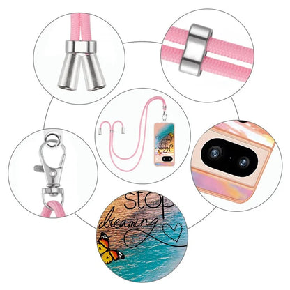 YB IMD Series-4 for Google Pixel 8 Case Soft TPU Electroplating Phone Protector with Lanyard