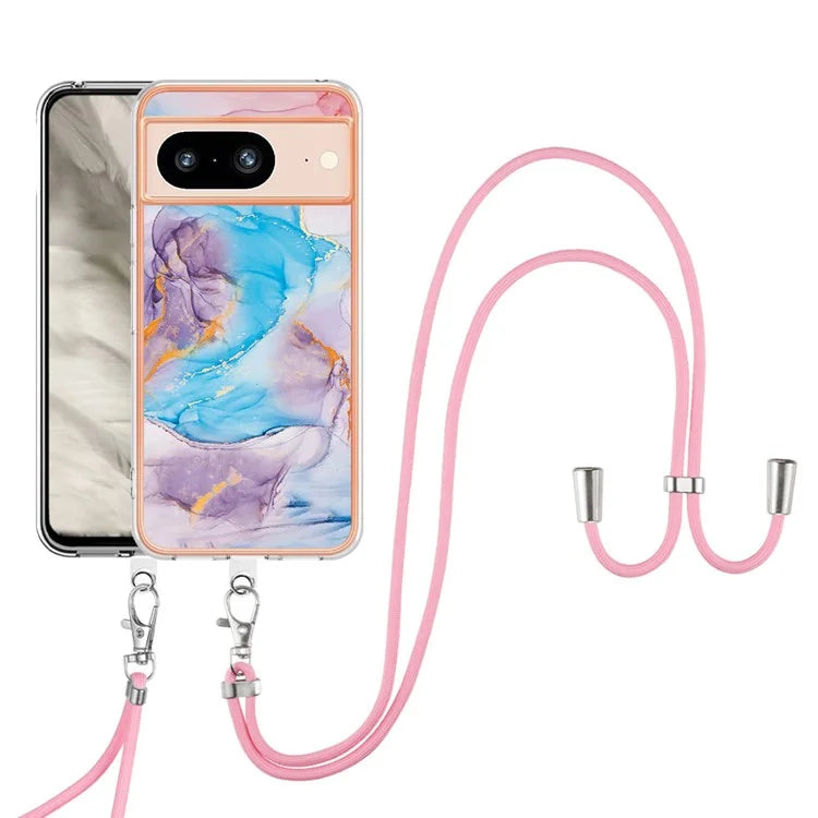YB IMD Series-4 for Google Pixel 8 Case Soft TPU Electroplating Phone Protector with Lanyard