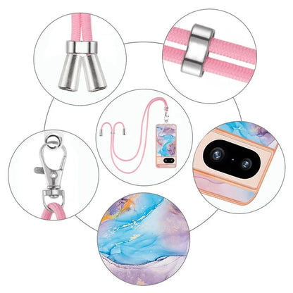 YB IMD Series-4 for Google Pixel 8 Case Soft TPU Electroplating Phone Protector with Lanyard