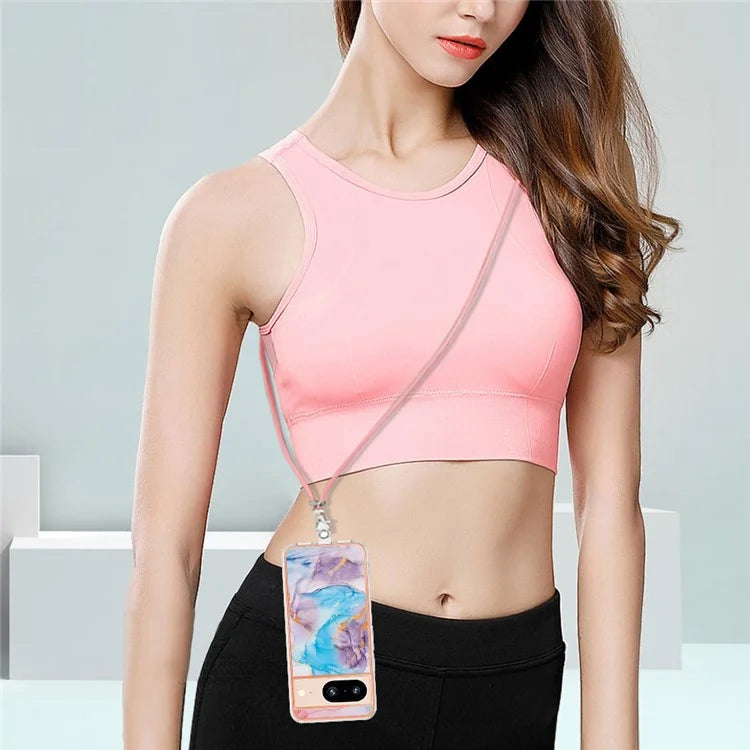 YB IMD Series-4 for Google Pixel 8 Case Soft TPU Electroplating Phone Protector with Lanyard