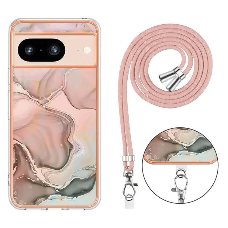 YB IMD Series-18 Style E for Google Pixel 8 Case Marble Pattern 2.0mm TPU Phone Cover