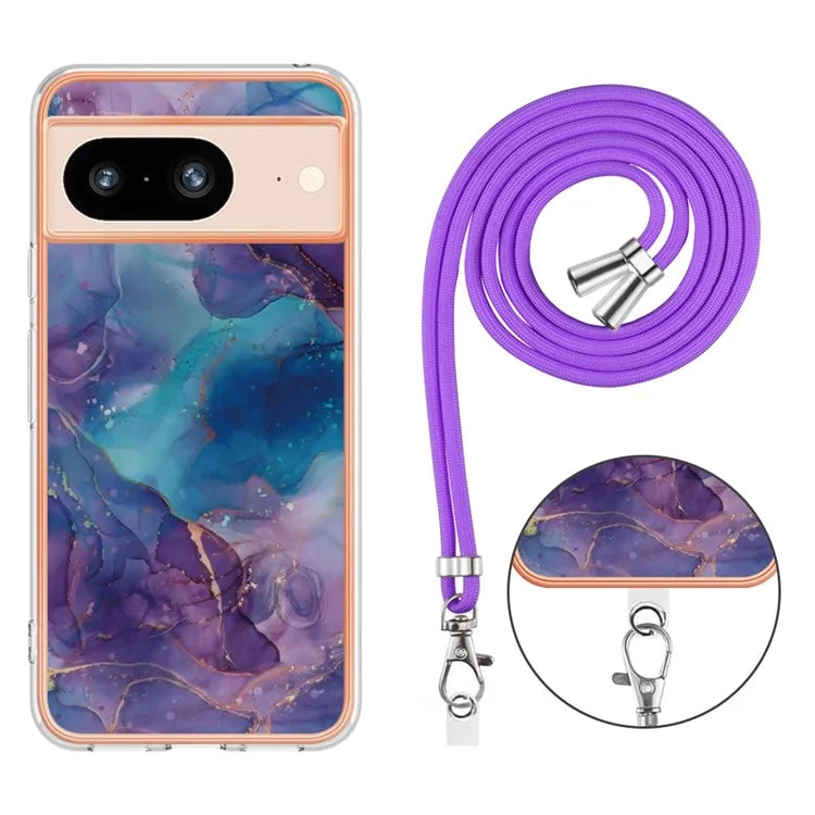 YB IMD Series-18 Style E for Google Pixel 8 Case Marble Pattern 2.0mm TPU Phone Cover