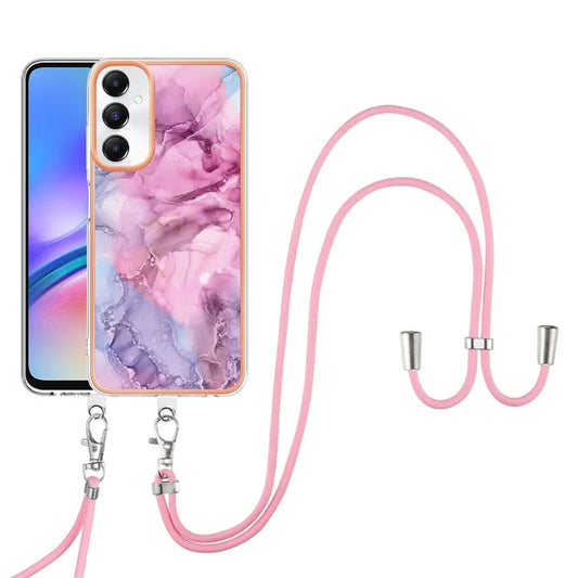 YB IMD Series-18 Style E for Samsung Galaxy A05s 4G Cell Phone Case Marble Pattern TPU Cover with Lanyard