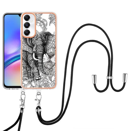 YB IMD Series-21 Style-D for Samsung Galaxy A05s 4G Phone Case Pattern Cover with Lanyard