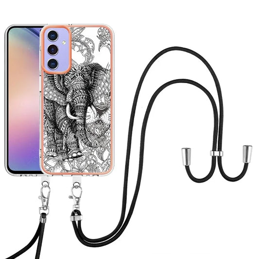 YB IMD Series-21 Style-D for Samsung Galaxy A15 5G Phone Case 2.0mm TPU Cover with Lanyard