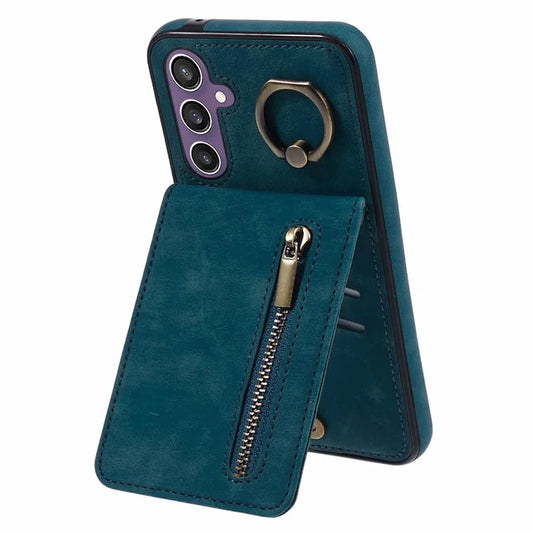 For Samsung Galaxy A14 5G /  A14 4G Case Retro PU+TPU Zippered Wallet Phone Cover
