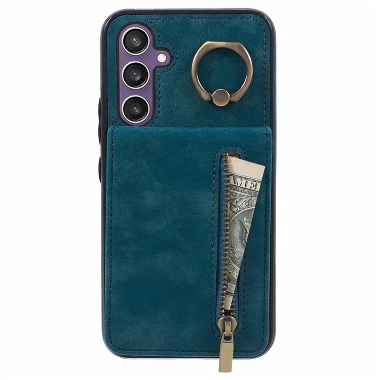 For Samsung Galaxy A14 5G /  A14 4G Case Retro PU+TPU Zippered Wallet Phone Cover