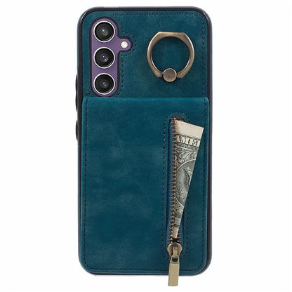 For Samsung Galaxy A14 5G /  A14 4G Case Retro PU+TPU Zippered Wallet Phone Cover