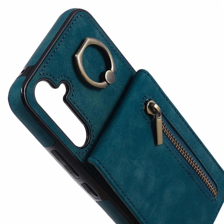 For Samsung Galaxy A14 5G /  A14 4G Case Retro PU+TPU Zippered Wallet Phone Cover