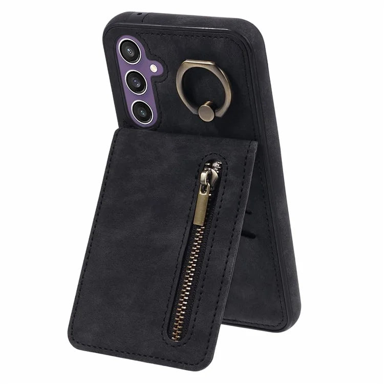 For Samsung Galaxy A14 5G /  A14 4G Case Retro PU+TPU Zippered Wallet Phone Cover