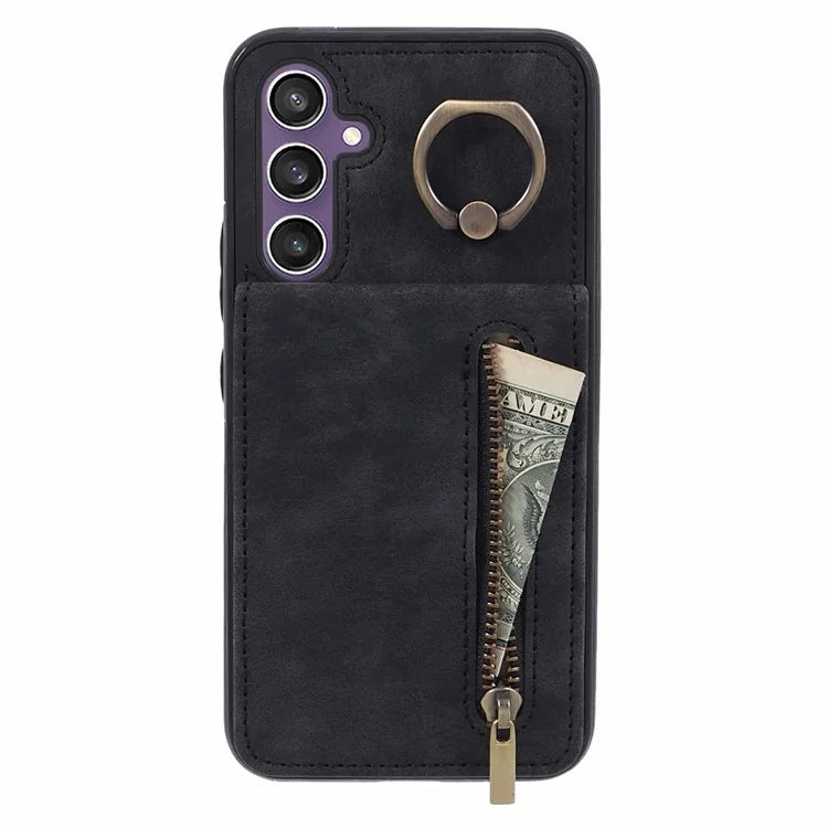 For Samsung Galaxy A14 5G /  A14 4G Case Retro PU+TPU Zippered Wallet Phone Cover