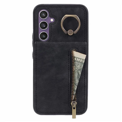 For Samsung Galaxy A14 5G /  A14 4G Case Retro PU+TPU Zippered Wallet Phone Cover