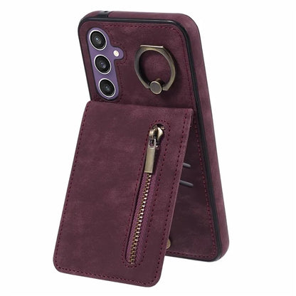 For Samsung Galaxy A14 5G /  A14 4G Case Retro PU+TPU Zippered Wallet Phone Cover