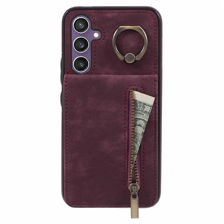 For Samsung Galaxy A14 5G /  A14 4G Case Retro PU+TPU Zippered Wallet Phone Cover