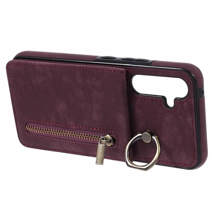 For Samsung Galaxy A14 5G /  A14 4G Case Retro PU+TPU Zippered Wallet Phone Cover