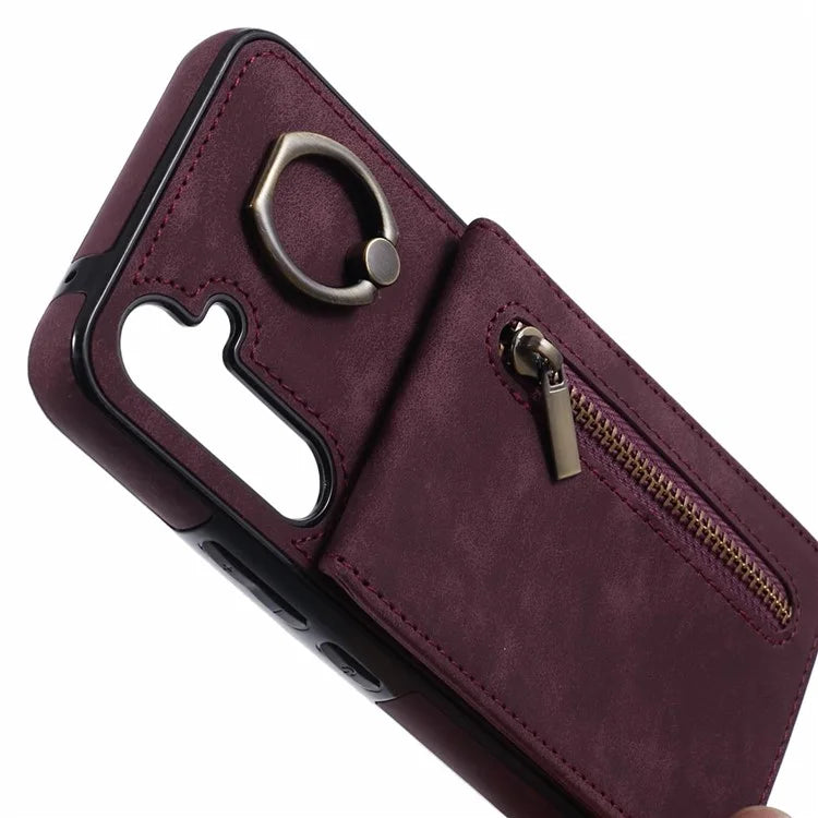 For Samsung Galaxy A14 5G /  A14 4G Case Retro PU+TPU Zippered Wallet Phone Cover
