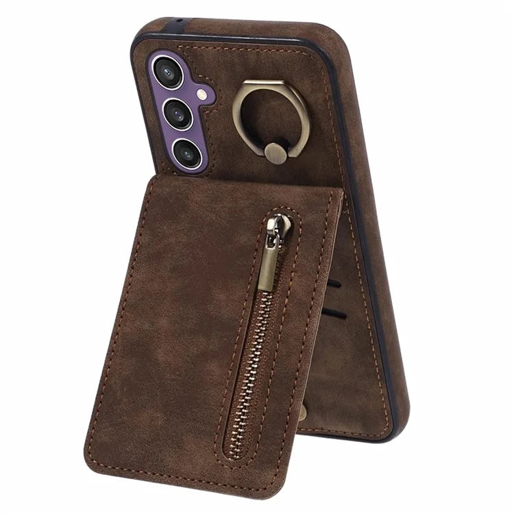 For Samsung Galaxy A14 5G /  A14 4G Case Retro PU+TPU Zippered Wallet Phone Cover