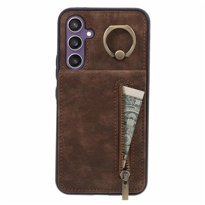 For Samsung Galaxy A14 5G /  A14 4G Case Retro PU+TPU Zippered Wallet Phone Cover