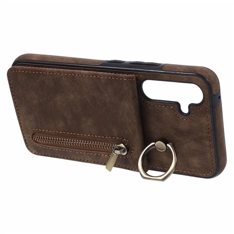 For Samsung Galaxy A14 5G /  A14 4G Case Retro PU+TPU Zippered Wallet Phone Cover