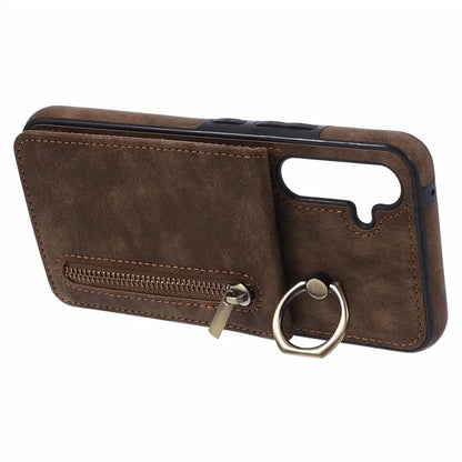 For Samsung Galaxy A14 5G /  A14 4G Case Retro PU+TPU Zippered Wallet Phone Cover