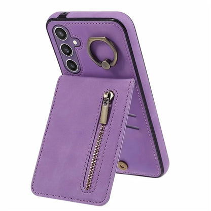 For Samsung Galaxy A14 5G /  A14 4G Case Retro PU+TPU Zippered Wallet Phone Cover