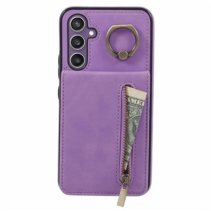 For Samsung Galaxy A14 5G /  A14 4G Case Retro PU+TPU Zippered Wallet Phone Cover