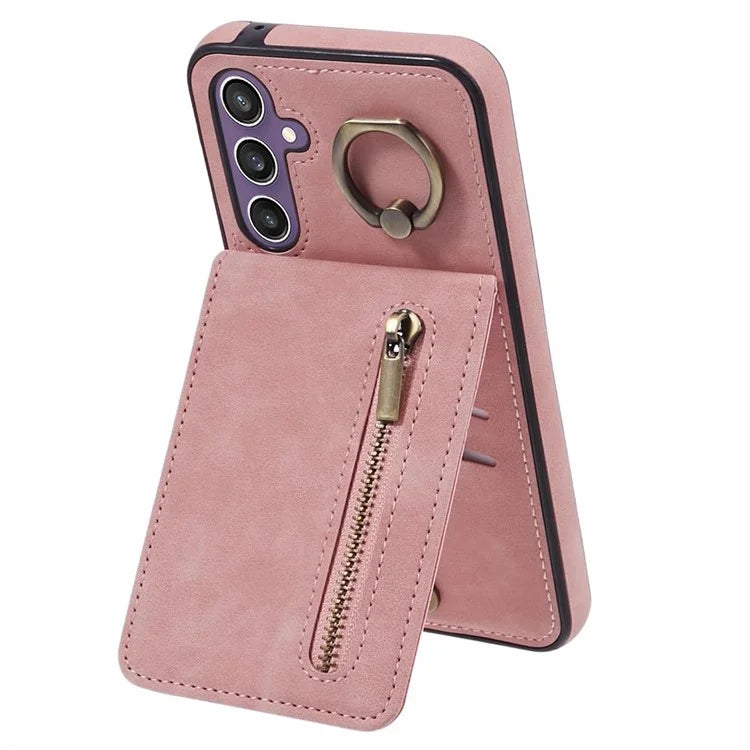For Samsung Galaxy A14 5G /  A14 4G Case Retro PU+TPU Zippered Wallet Phone Cover
