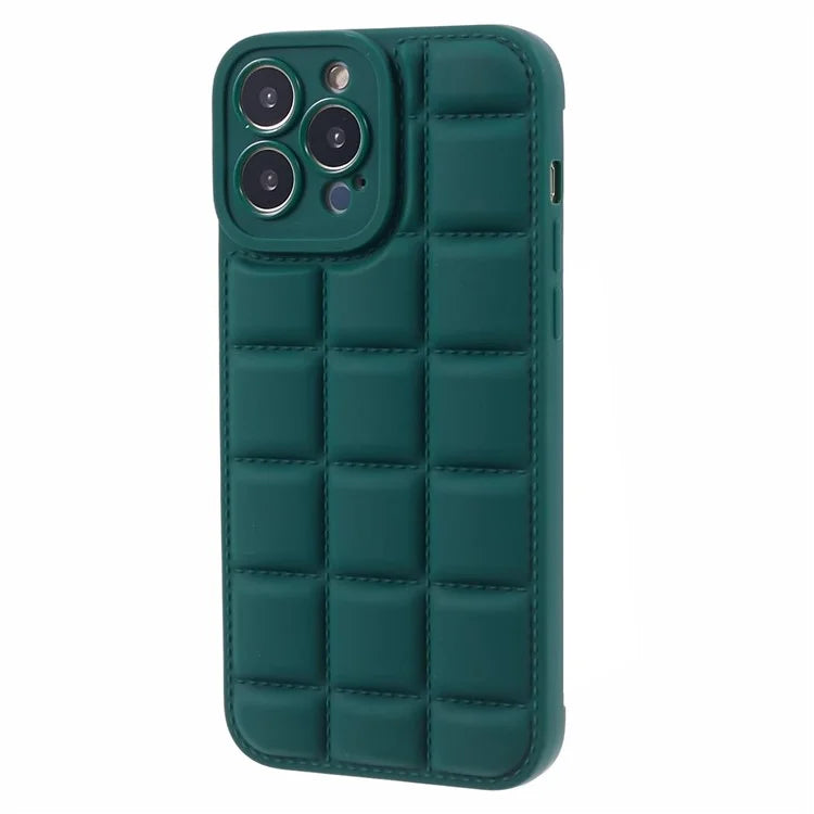 For iPhone 15 Pro Max Case Anti-Fall Down Jacket Texture Phone Coverish Green