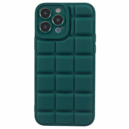 For iPhone 15 Pro Max Case Anti-Fall Down Jacket Texture Phone Coverish Green