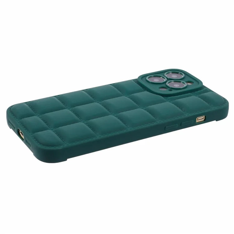For iPhone 15 Pro Max Case Anti-Fall Down Jacket Texture Phone Coverish Green