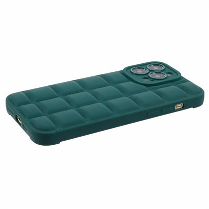 For iPhone 15 Pro Max Case Anti-Fall Down Jacket Texture Phone Coverish Green