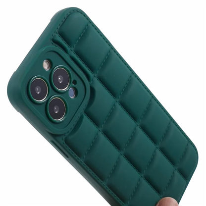 For iPhone 15 Pro Max Case Anti-Fall Down Jacket Texture Phone Coverish Green