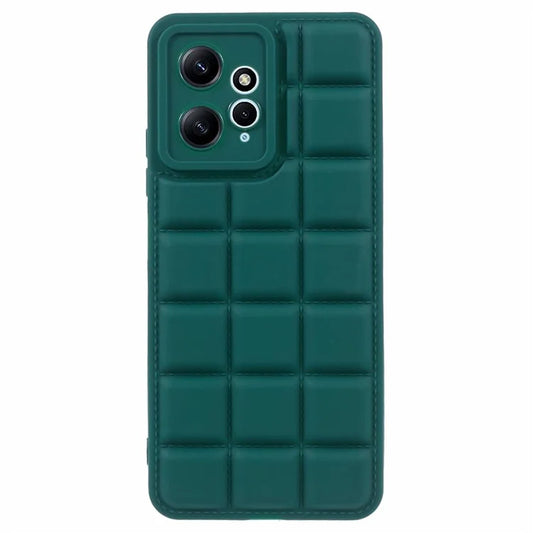 TPU Case for Xiaomi Redmi Note 12 4G Shell Grid Down Jacket Texture Phone Coverish Green