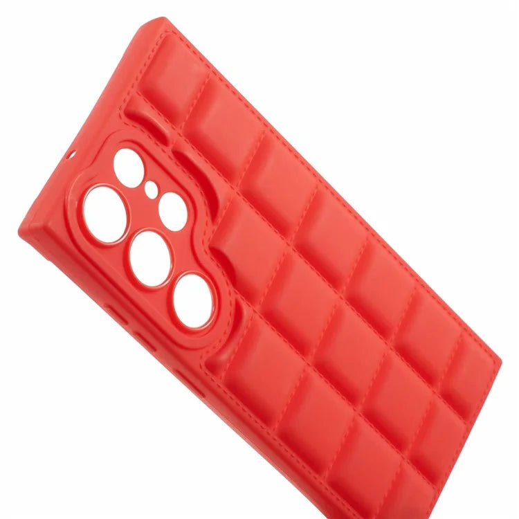 For Samsung Galaxy S24 Ultra Case Grid Down Jacket Texture Smart Phone Cover
